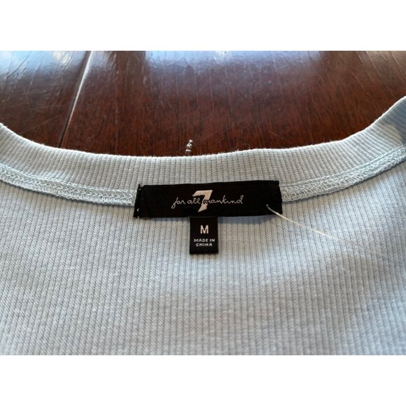 NWT 7 For All Mankind Baby Blue Long Sleeve Bodysuit Womens Size Medium - Picture 3 of 9